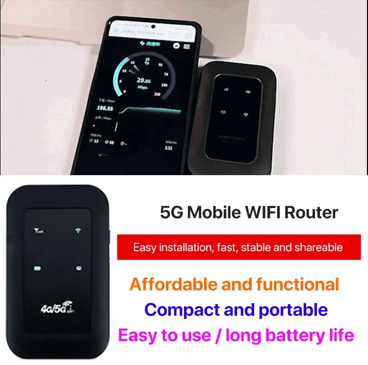 Portable 5G Wi-Fi Router with High Speed Mobile Hotspot and Multi Device Support
