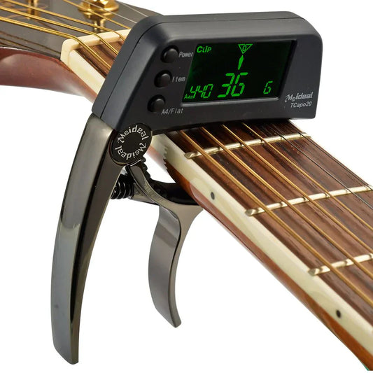 2-in-1 Clip-On Guitar Capo and Digital Tuner for Acoustic Electric Bass Ukulele