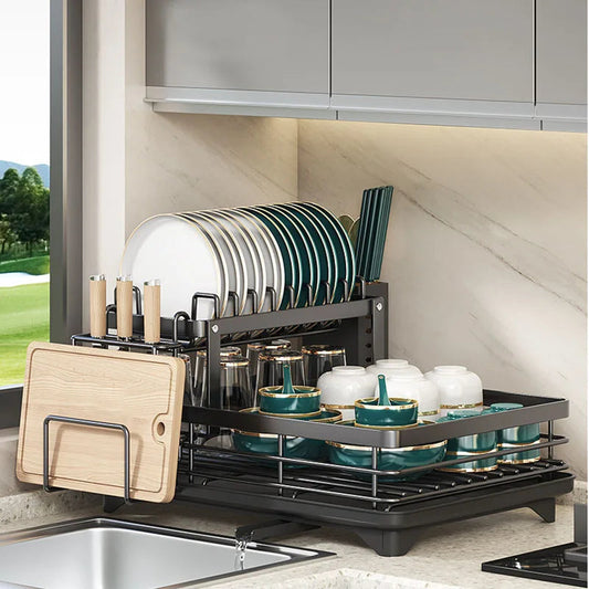 Adjustable Stainless Steel Dish Drying Rack Space Saving Kitchen Drainer