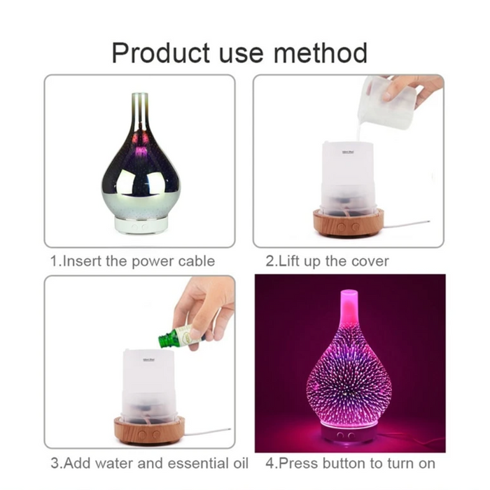 AromaBurst 3D Glass Essential Oil Diffuser with LED Light
