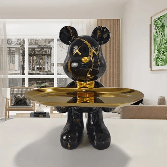 Artistic Bear Storage Tray Decorative Resin Organizer for Home Decor