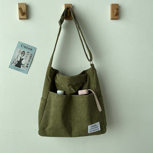 Cord Canvas Crossbody Bag Stylish Everyday Shoulder Bag