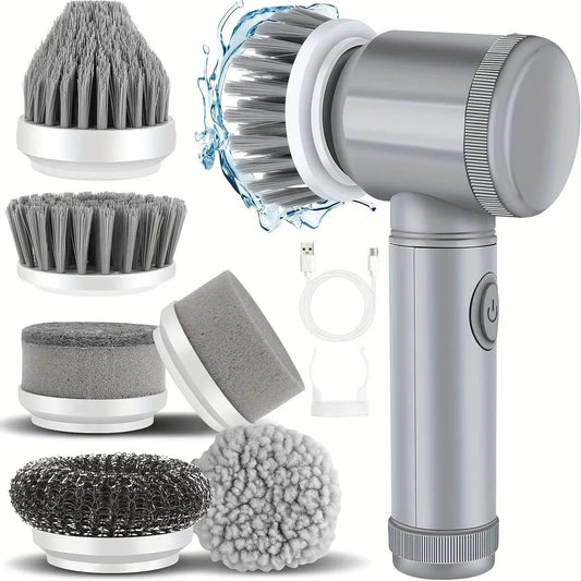 Cordless Electric Spin Scrubber with 6 Brush Heads