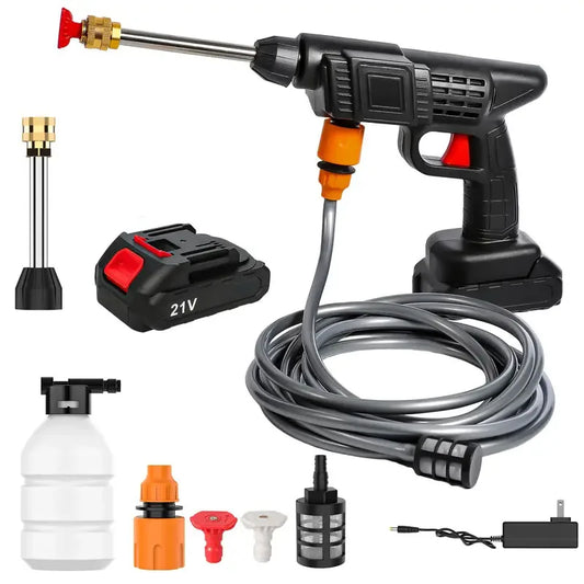 Cordless High Pressure Washer with Rechargeable Battery and Adjustable Nozzle