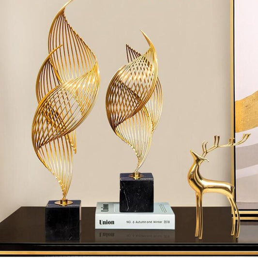 Curvique Abstract Gold Metal Sculpture for Home Decor