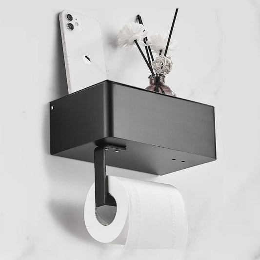 ElegantEssentials Wall Mounted Toilet Roll Holder with Shelf and Drawer