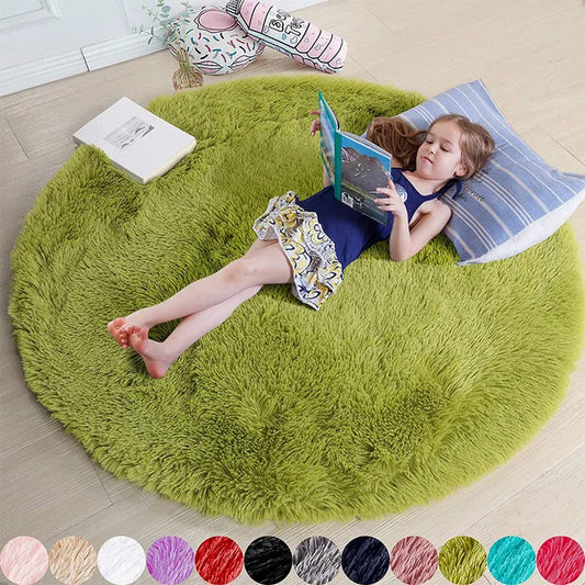 FluffyMat Ultra Soft Plush Round Rug for Bedroom and Living Room