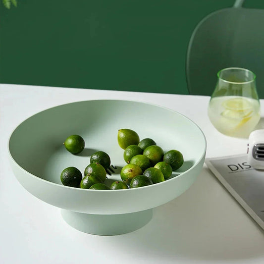 Fruitful Elegance Retro Fruit Bowl with Leaf Design Ceramic Look