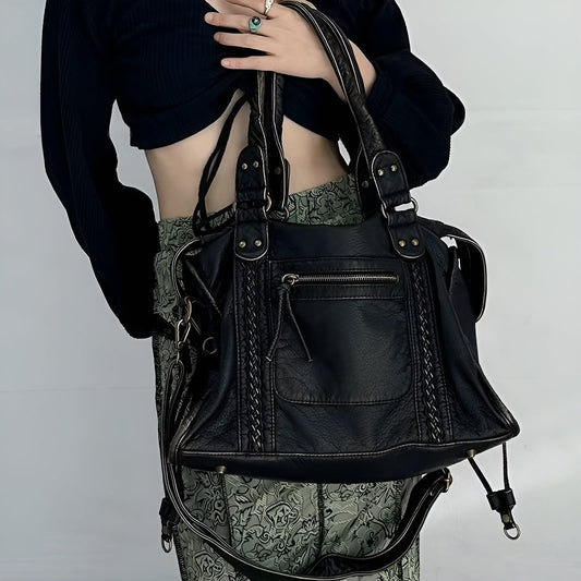 Genuine Leather Shoulder Bag Elegant Everyday Work Handbag