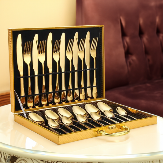Golden Cutlery Set Stainless Steel Elegant Dining Set