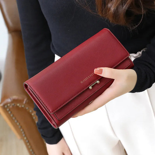 Luxury Long Wallet Clutch with Card Slots and Phone Holder for Everyday Elegance