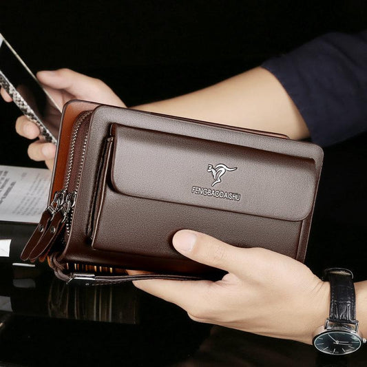 Men’s Leather Clutch Wallet Spacious Organizer Bag