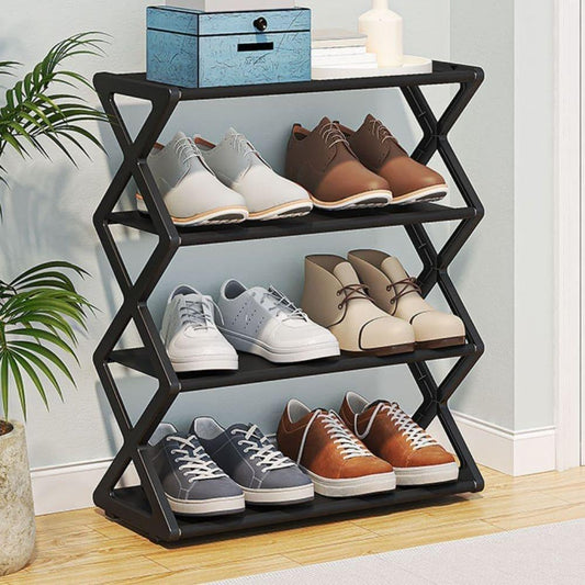 Minimalist 4 Tier Shoe Rack Compact Modern Space Saving Shoe Storage Shelf