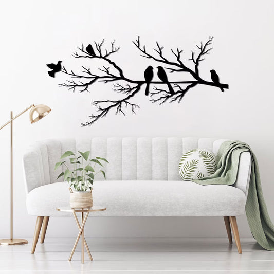 NatureCraft Modern Metal Wall Art Bird Design Black Geometric Home Decor