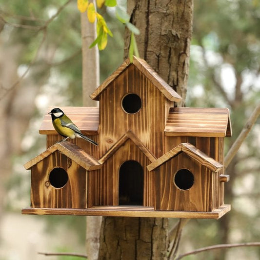 NatureNest Handmade Wooden Birdhouse for Garden Wildlife and Outdoor Decor
