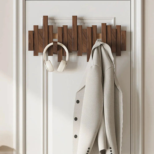 Piano Wooden Wall Coat Rack with 5 Hooks