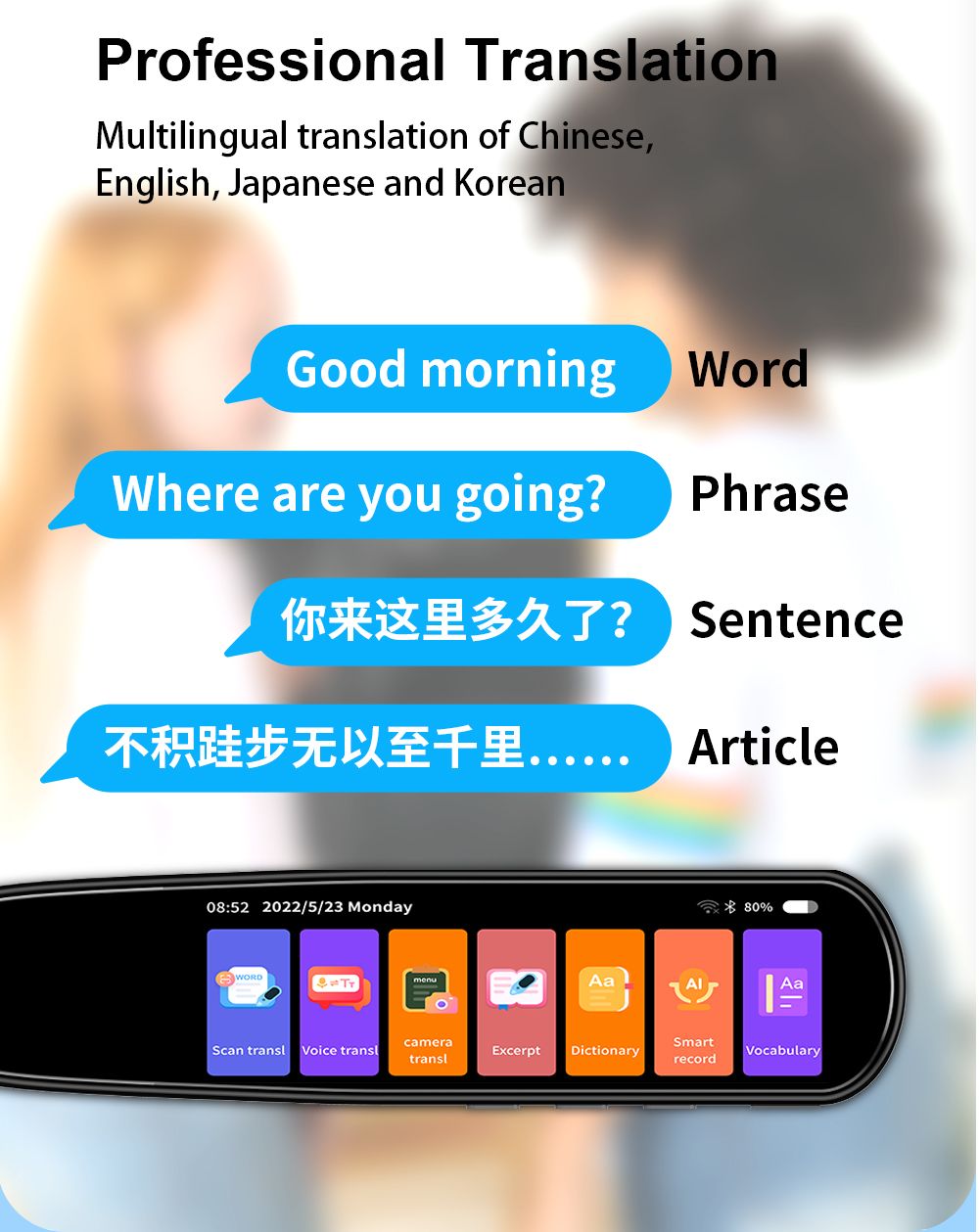 Precision Translation Pen 112 Languages Instant Scan and Speech Translator