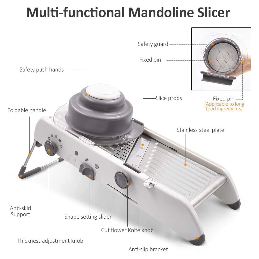 Professional Mandoline Vegetable Slicer with Adjustable Stainless Steel Blades