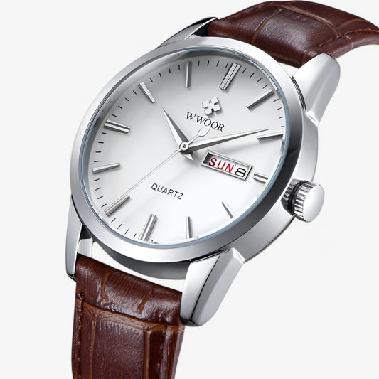 Renzo Classic Luxury Leather Watch Mens Elegant Quartz Wristwatch Timeless Dress Watch