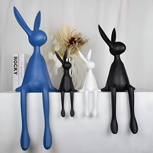 ResinLux Modern Easter Bunny Decor Sitting Rabbit Ornament for Stylish Home Display