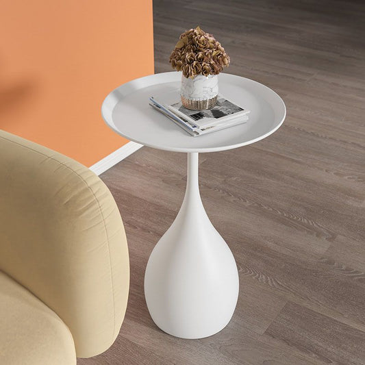 Round Metal Pedestal Side Table with Modern Minimalist Design and Durable Iron Build