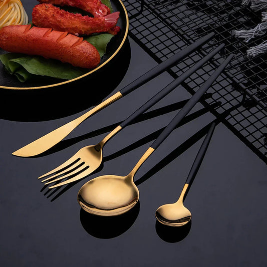 RoyalMirror Gold Cutlery Set Luxury Stainless Steel Flatware