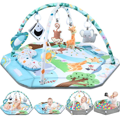 SensoryHaven 8 in 1 Baby Play Mat with Toys for Sensory Development and Early Learning