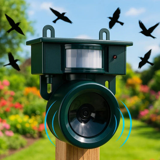 TerraGuard Solar Bird Repeller with PIR Motion Sensor and Sound Deterrent