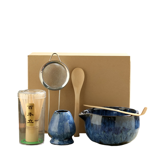 Traditional Matcha Tea Set 6 Piece Bamboo and Ceramic Kit