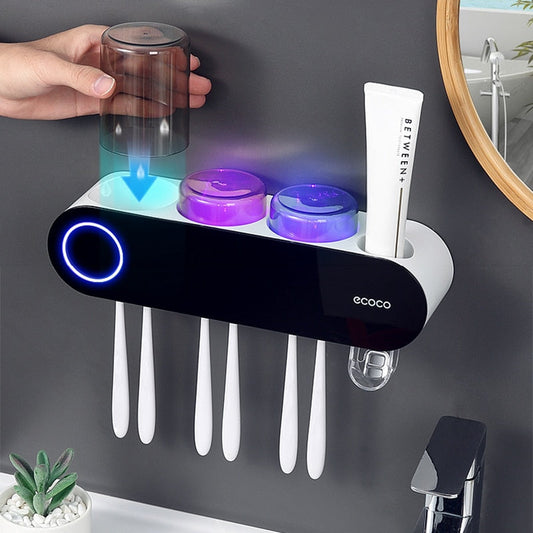 UV Toothbrush Sanitizer Holder Automatic Wall Mounted Organizer