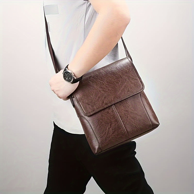 Vintage Luxe PU Leather Crossbody Messenger Bag for Men