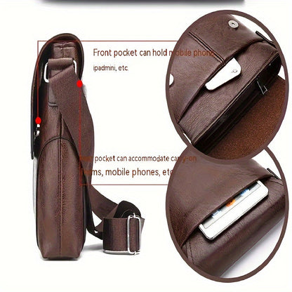 Vintage Luxe PU Leather Crossbody Messenger Bag for Men
