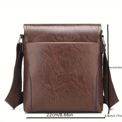 Vintage Luxe PU Leather Crossbody Messenger Bag for Men