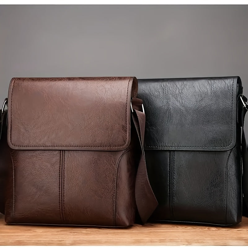 Vintage Luxe PU Leather Crossbody Messenger Bag for Men