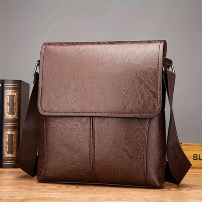 Vintage Luxe PU Leather Crossbody Messenger Bag for Men