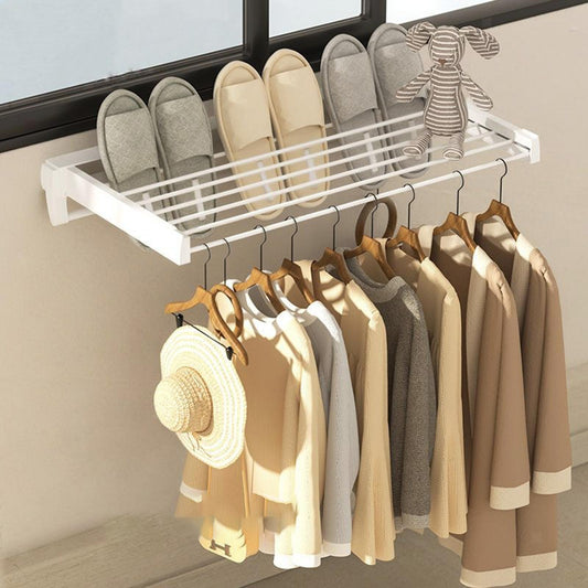 Wall Mounted Folding Clothes Drying Rack Space Saving Laundry Organizer