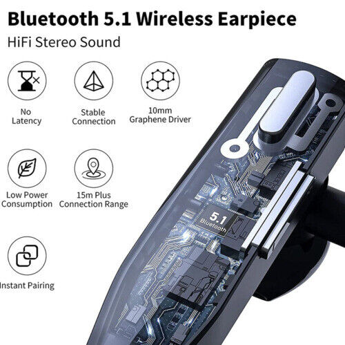 Wireless Bluetooth Headset with Dual Microphone Noise Cancelling and Long Battery Life