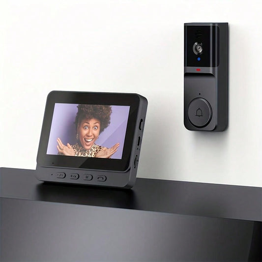 Wireless HD Doorbell Camera with 4.3 Inch IPS Display and Rechargeable Battery