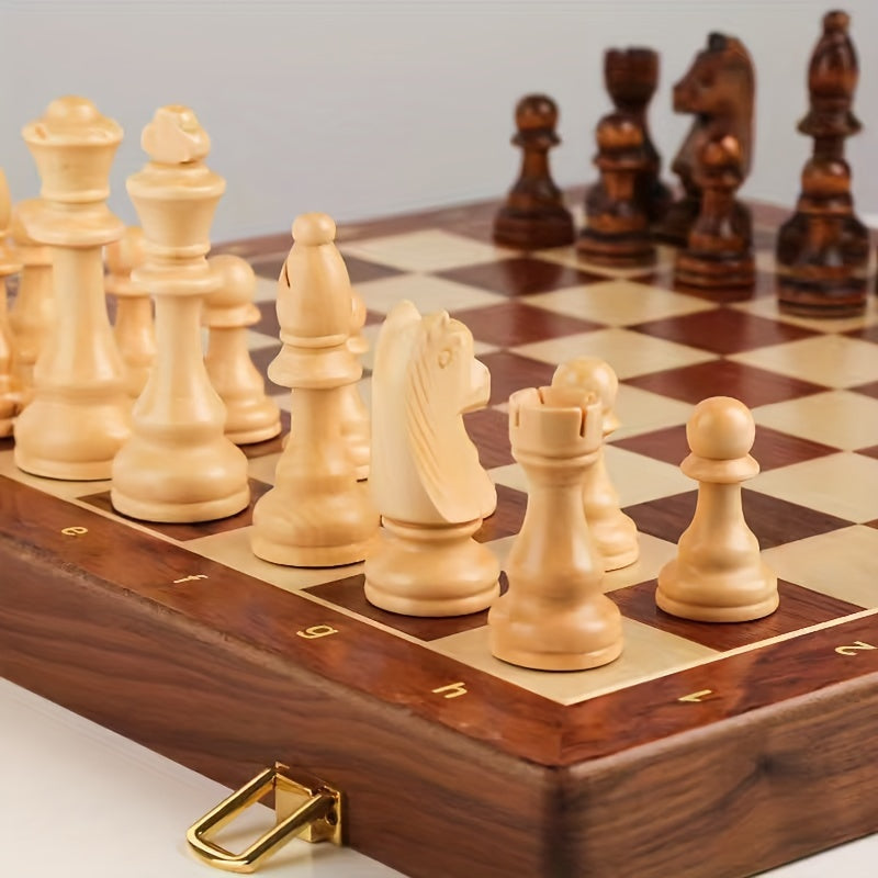 Wooden Chess Set with Solid Wood Pieces for Classic and Competitive Play